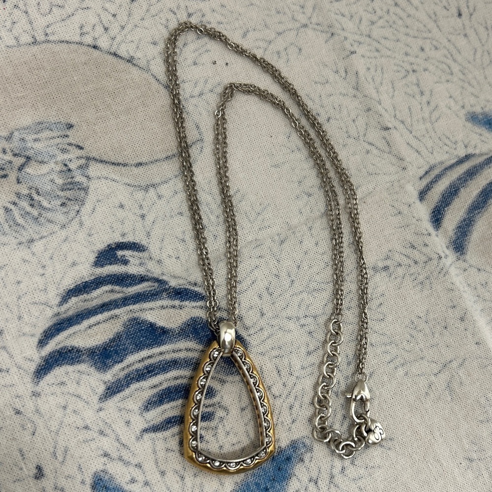 Brighton Jewelry Primavera Necklace Two-tone Silver Plated Crystals Cloth Bag - Picture 10 of 11